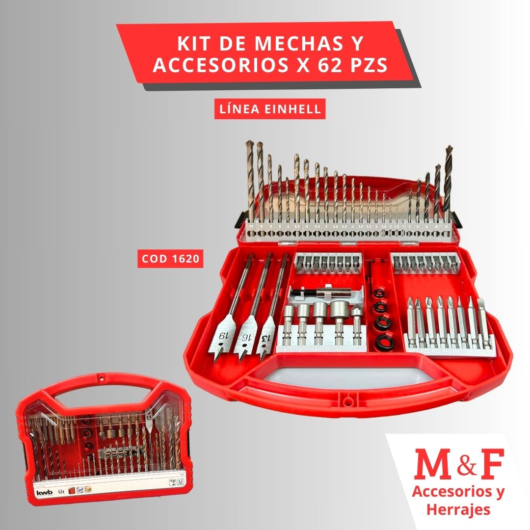 Kit de Mechas y Accesorios 62 Piezas